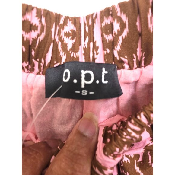 Revolve O.P.T. Pink & Brown Tiered Maxi Skirt With Elastic Waistband Size S - Picture 9 of 11